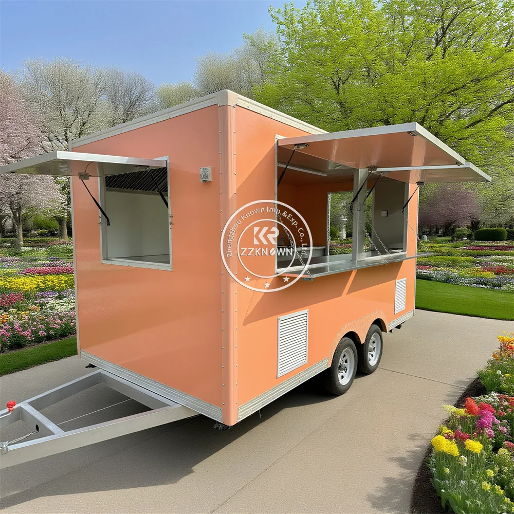 Reboque móvel personalizado de comida de rua, hambúrguer, cachorro-quente, shawarma, churrasqueira, carrinho de comida rápida, caminhão para venda