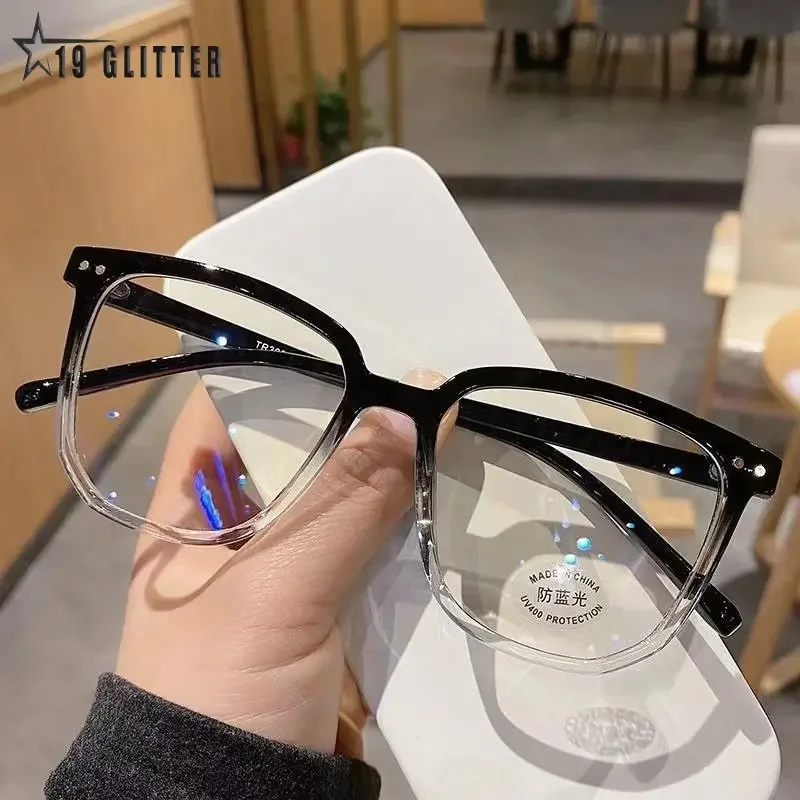 Fashion Anti-blue Light Eyeglasses Man Women Oversized Square Glasses Frame Retro Black Big Eyeglasses Computer Spectacles