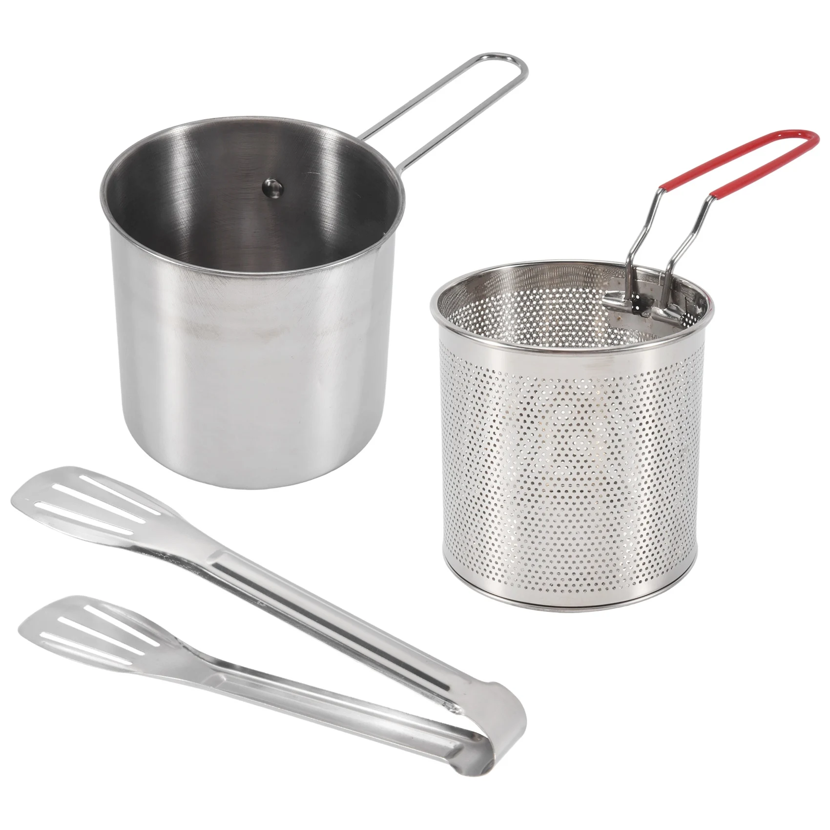 Deep Frying Pot Stainless Steel Frying Pot With Strainer Basket Tong For French Fries Chicken Highly Recommended