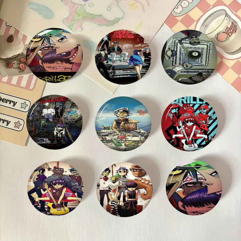 

Virtual Anime Rock Band Gorillaz Soft Button Pin Round Metal Badge Lapel Pin Parts Gift Friends Kid Jewelry