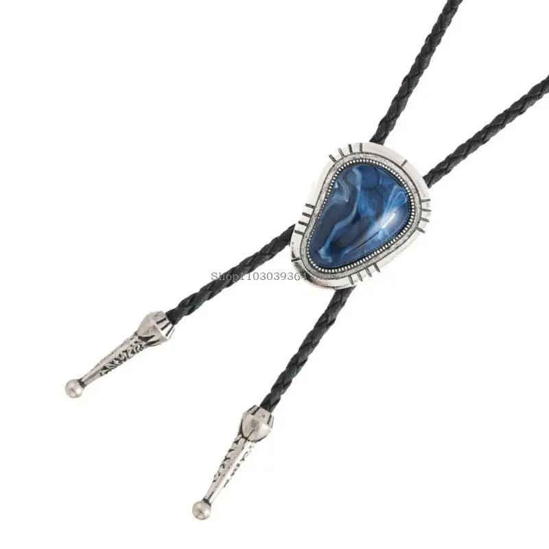 Colar couro trançado pedra cor cor irregular