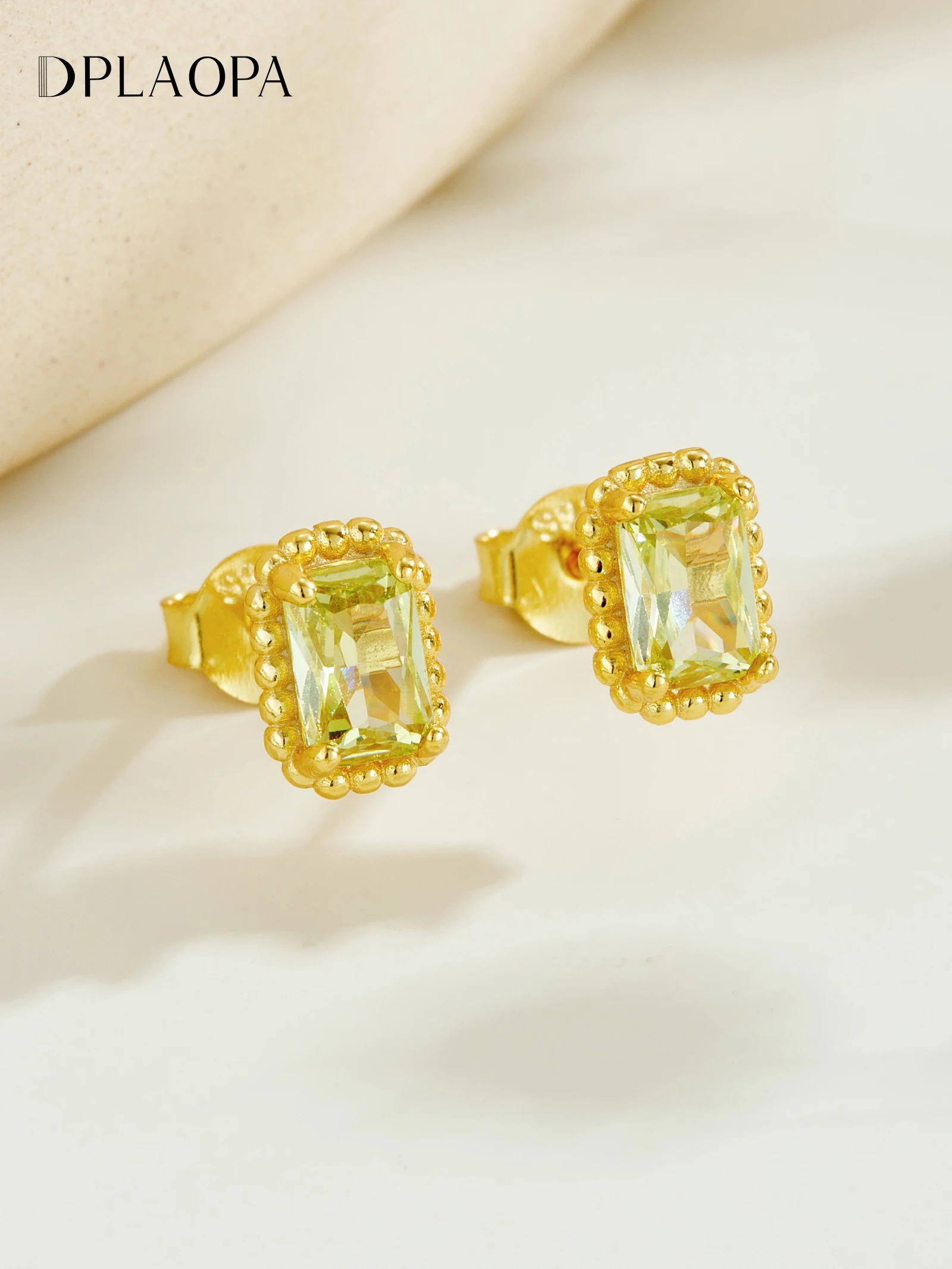 

DPLAOPA 925 Sterling Silver Multicolor Zircon Stud Earring Set Rectangle Heart Pear Shaped Sweet Daily Wear Party Jewelry Gift