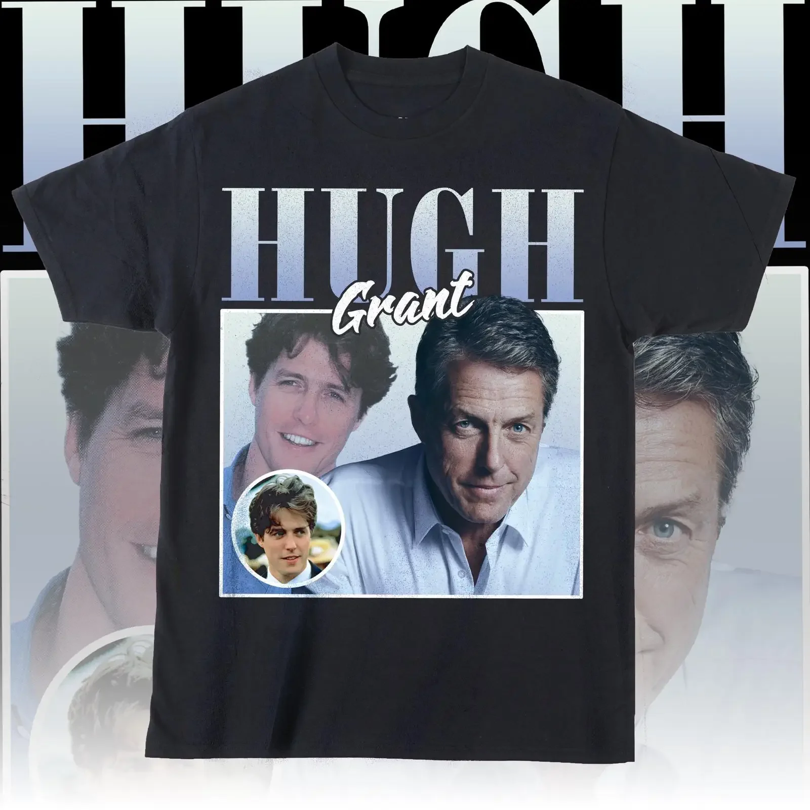 Hugh Grant Vintage T shirt Retro  vintage Washed Stylish designer clothes Breathable streetwear Stretched fashion Slightly