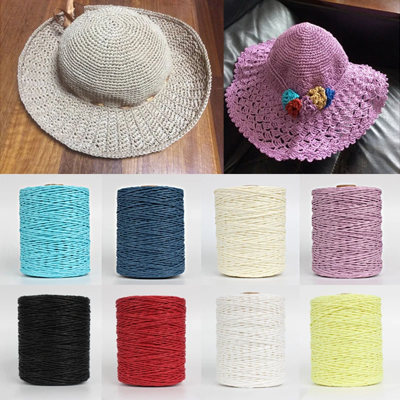 Natural Raffia Straw Yarn for Hand Knitting Diy Knitting Crochet Friendly Paper Yarn Packaging Belt Rope Summer Hat Bags