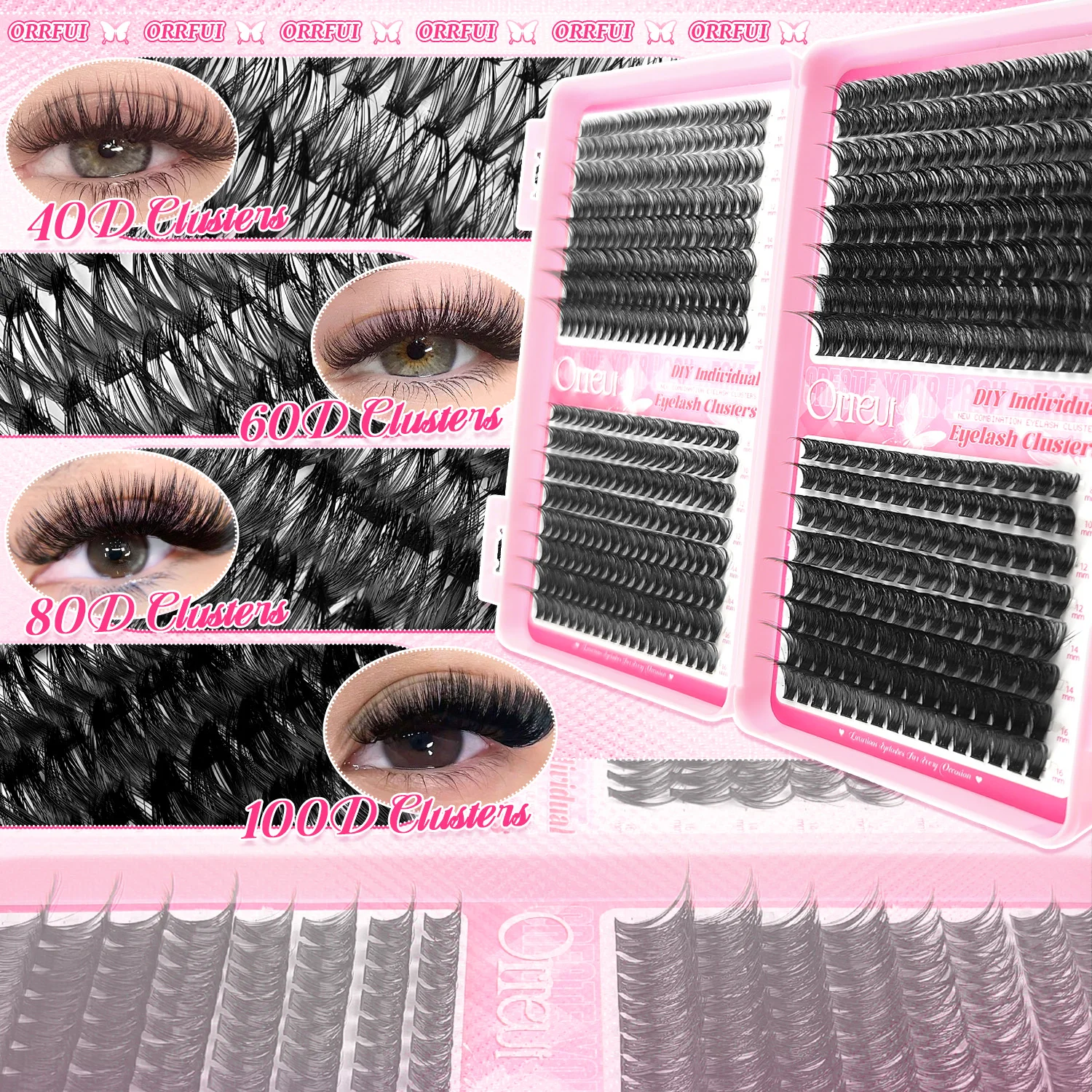 Picture 5: 592pcs Mixed Length Eye Kit, Including 506080100D, D Curl False Lash Clusters for Different Make-up Styles Natural Dense Thick.