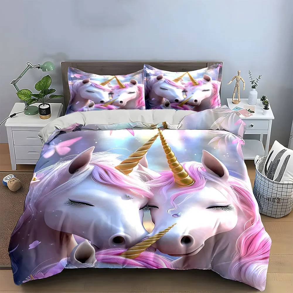 

Unicorn Themed Decorative Set - Nursery Multiple sizes kid's and adults' bedroom Exquisite 3PC bedding set, gift