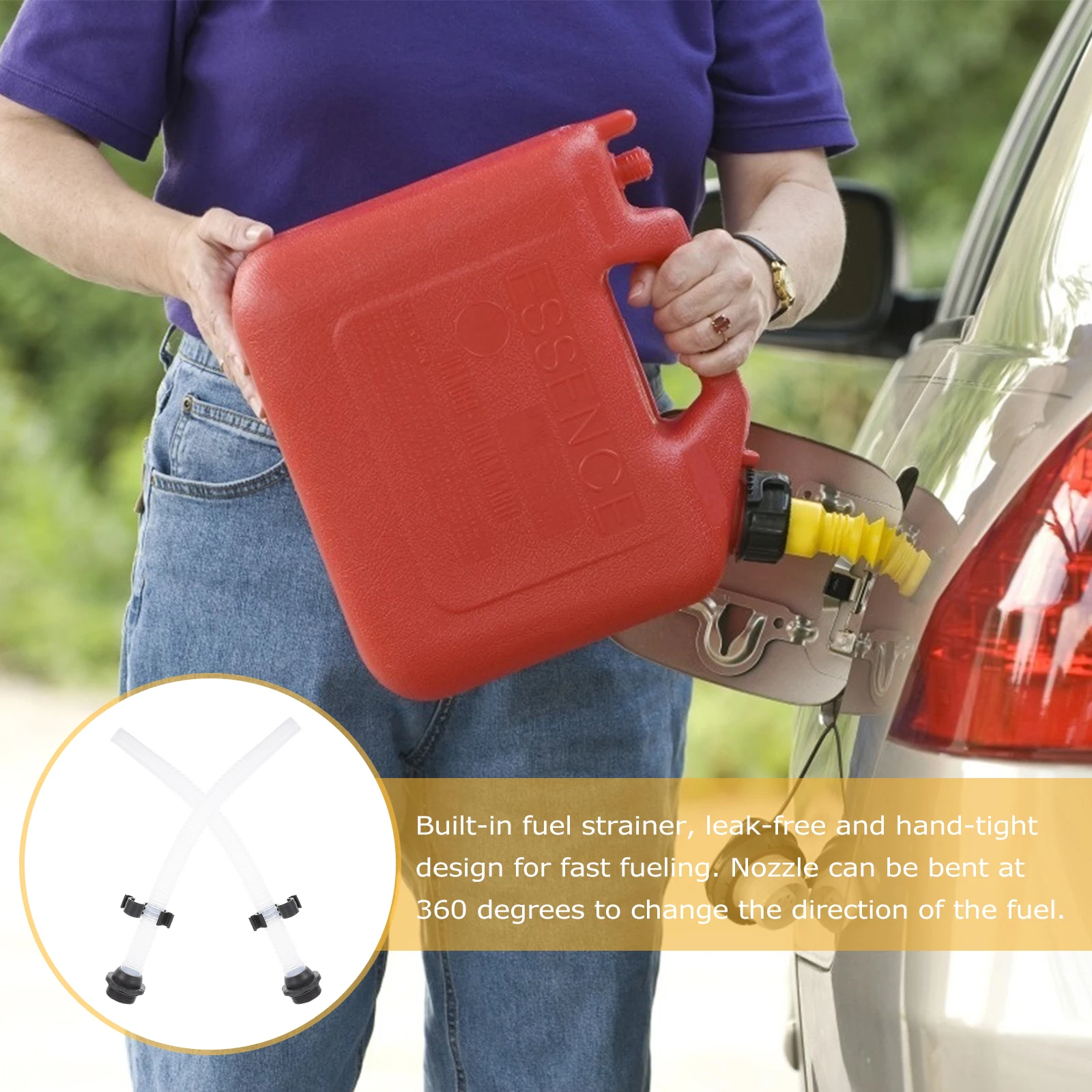 

2pcs Plastic Fuel Can Nozzle Flexible Can Spout Built-In Filter 360° Bendable Fuel Pouring Spout Leakproof Generator