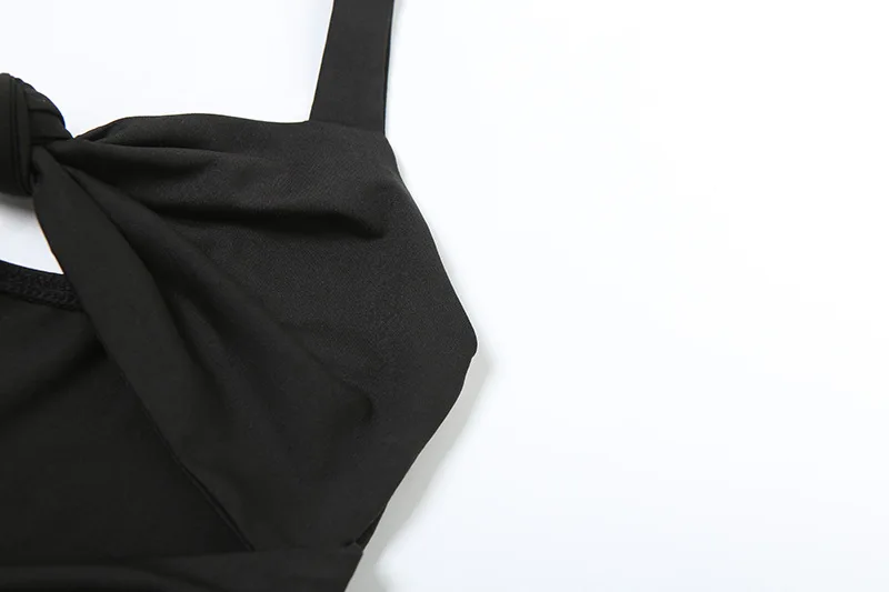 여성 섹시한 솔리드 매듭 속이 빈 홀터넥 백 레스 Bodycon 맥시 드레스 셔링 민소매 슬림 클럽 파티 긴 가운 휴일 의상