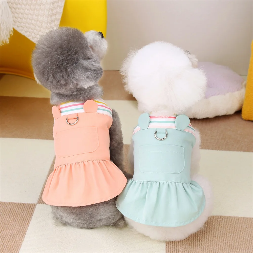 Spring Clothing for Small Dogs Summer Dog Dress Striped Puppy Princess Skirt Cute Dog Cat Dress Pet Dog Costume Apparel