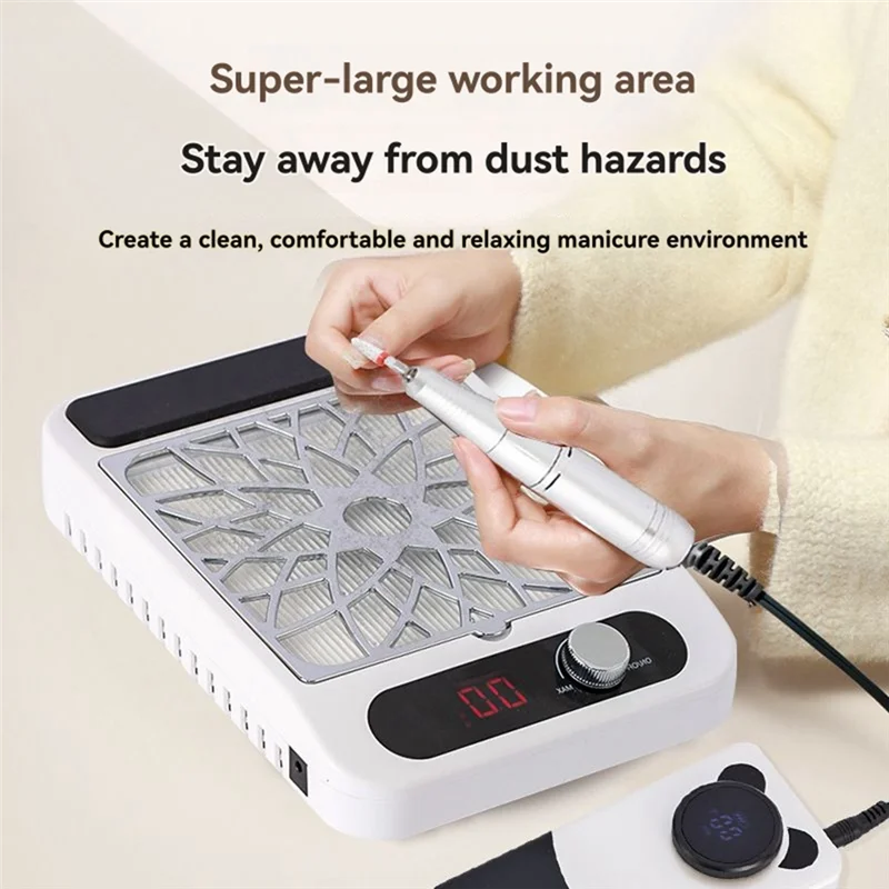A74G-Nail Dust Vacuum Cleaner Nail Dust Collector Portable Nail Dust Collector No Dust Leakage Dust Filter EU Plug