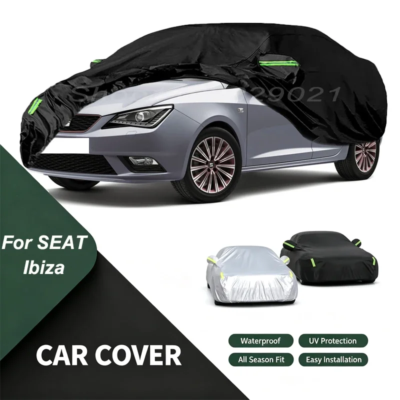Car Cover For SEAT Ibiza Waterproof Dustproof Outdoor Protection, UV Snow Sun Resistant Auto Exterior Cover Car Sunshade