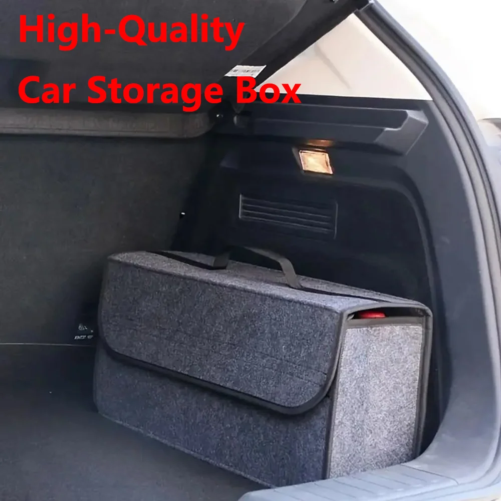 Large Car Trunk Organizer Soft Felt Storage Box Anti-Slip Boot Compartment Accessory-Tool Car Storage Bag for Boot Organization