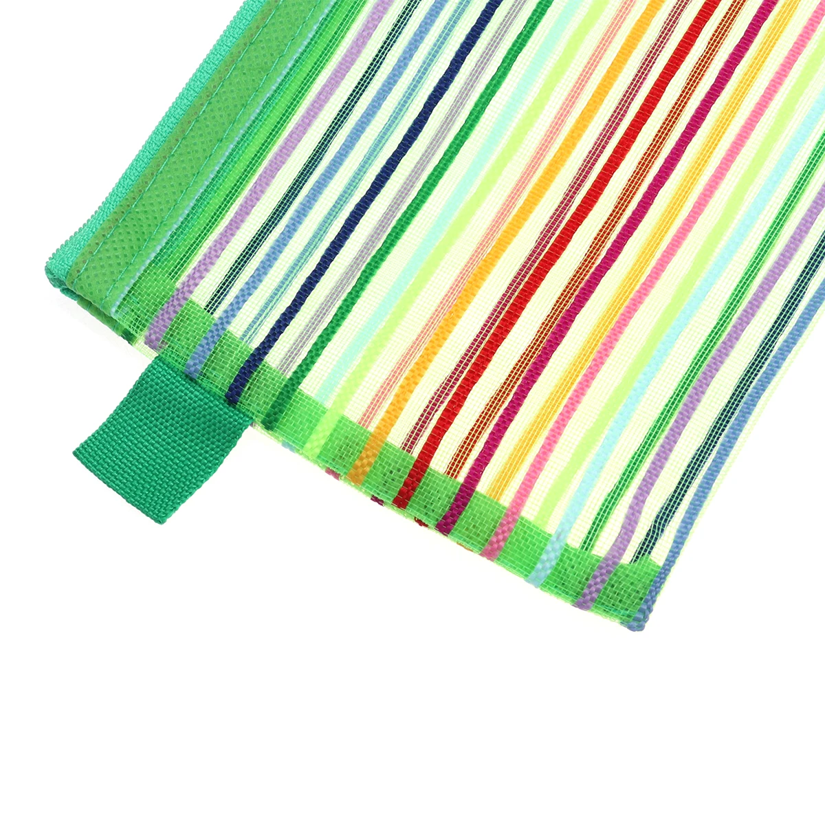 

Pencil Case Clutch Bag Colorful Stripe Pouch Green Mesh Storage with Zipper Student