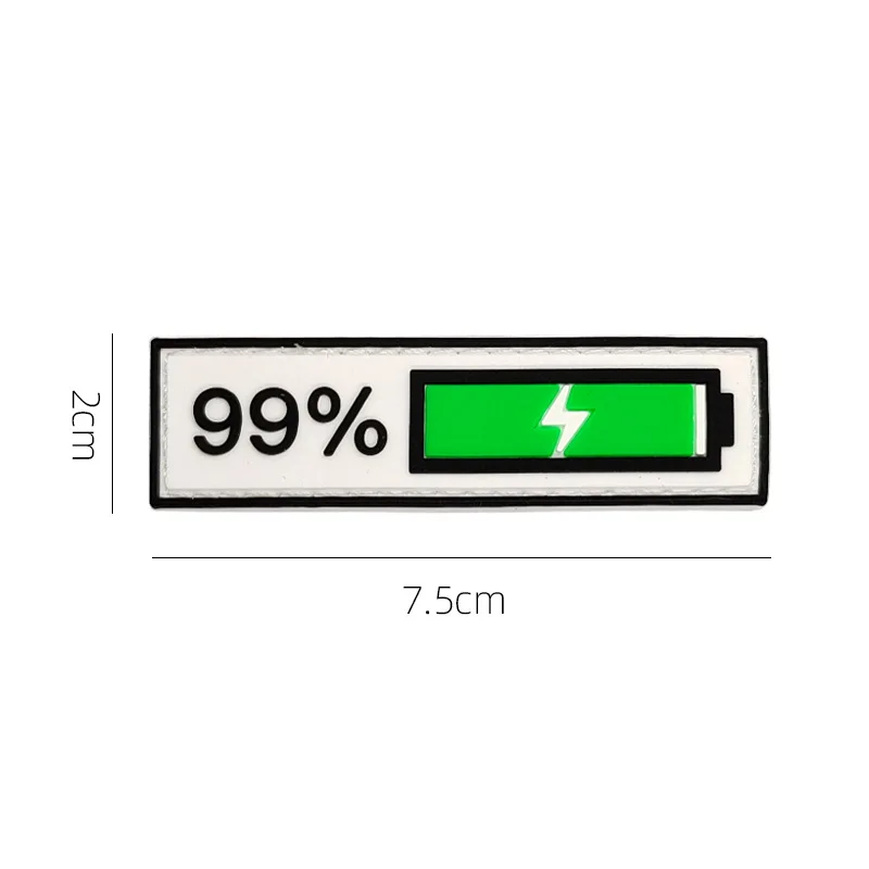 Display della batteria ricarica 99% rimanente 1% 3D Patch personalità distintivo militare adesivi zaino distintivo impermeabile in PVC personalizzato