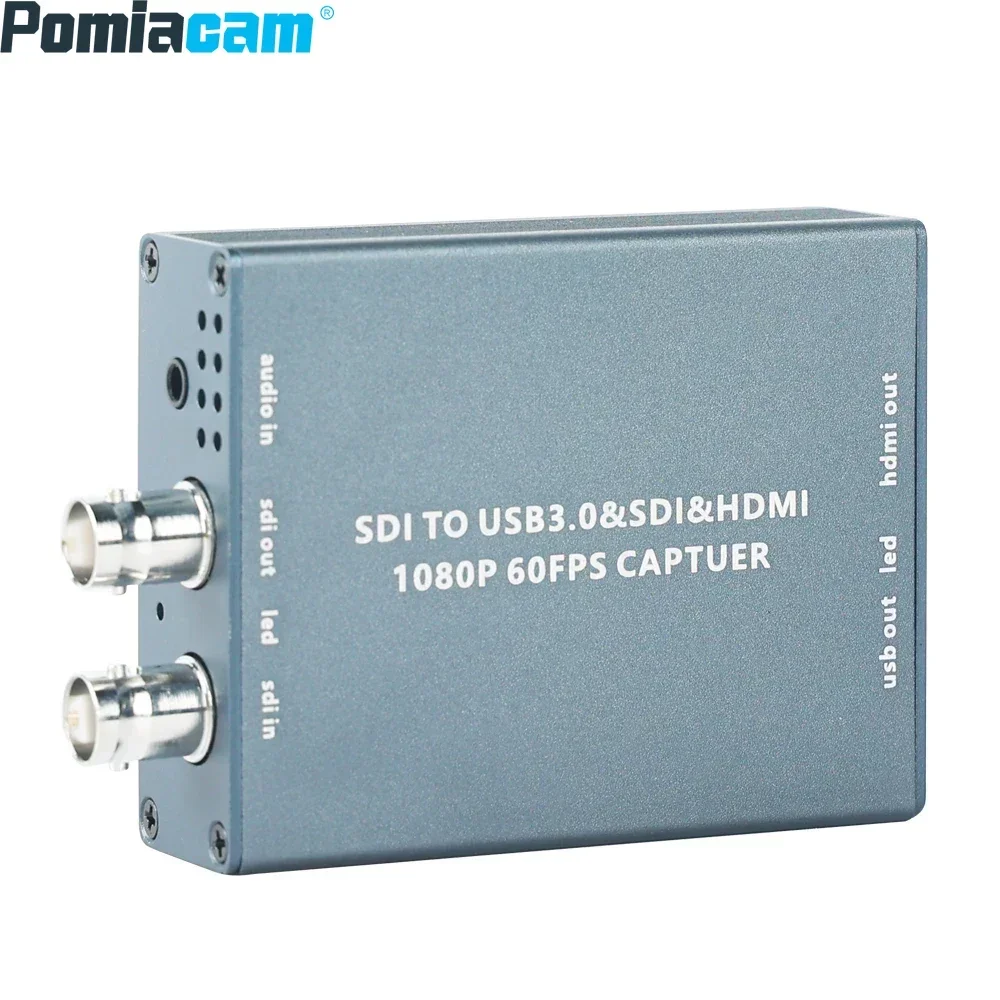 Áudio Video Capture Card, SDI para USB e HDMI, Live Streaming, 1080P, 60FPS Camera Recorder