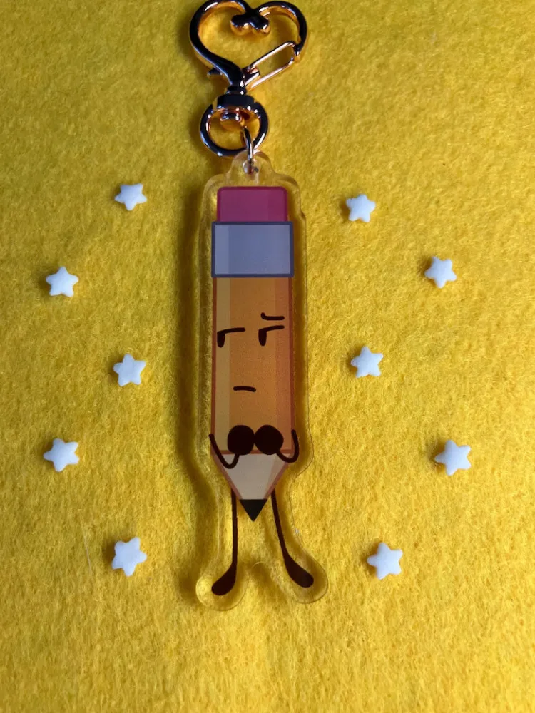 Llavero acrílico de doble cara con lápiz - BFDI - Object Show Lindo juego de dibujos animados Colgante de personaje