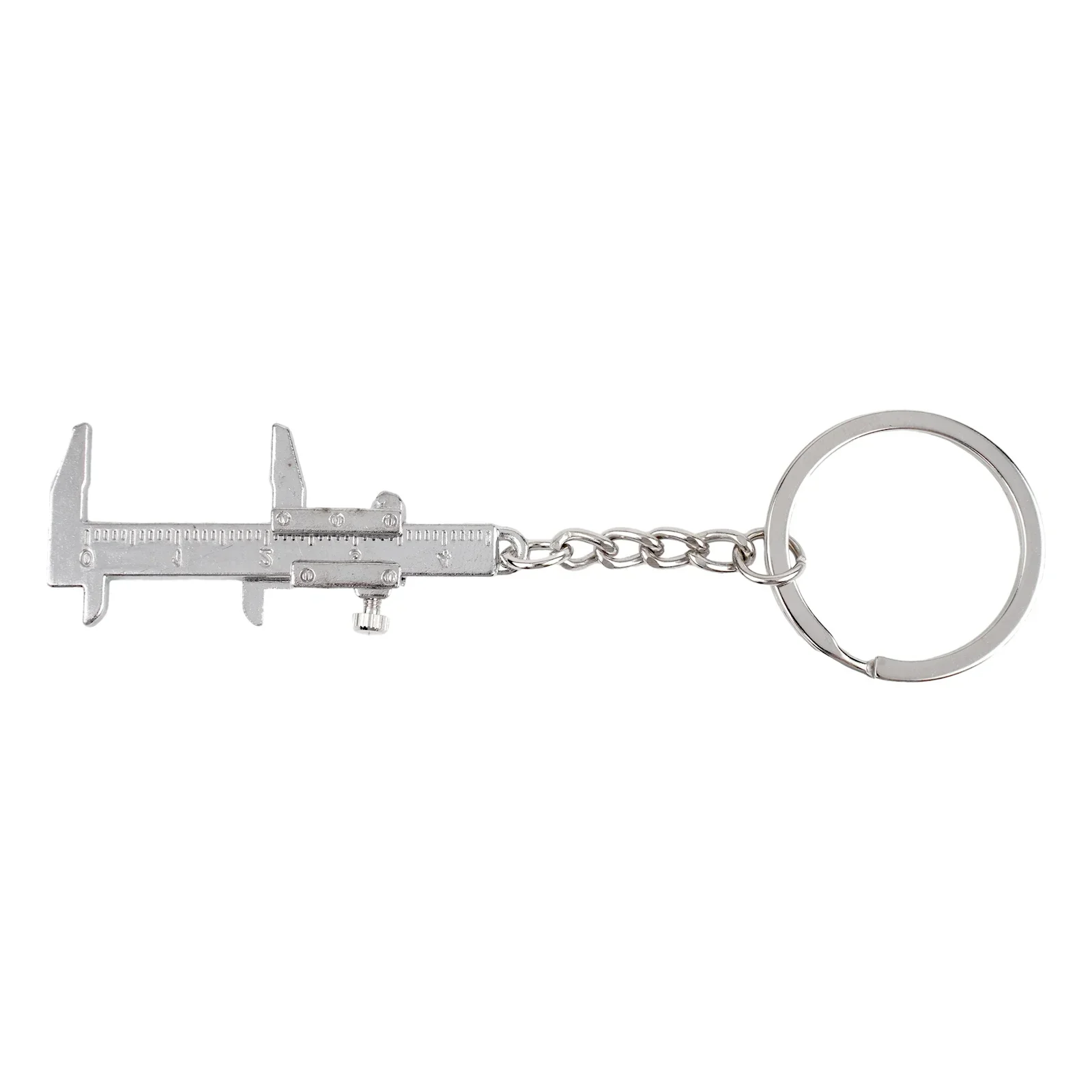 1pc Portable Zinc Alloy Mini Vernier Caliper Keychain Household Supplies Silver/Retro Color/Straightedge 107mmx30mm