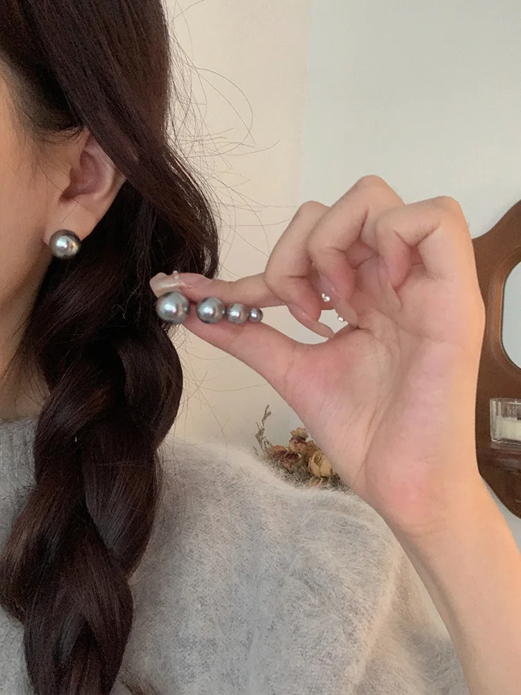 ALA Rising|L Gray Pearl Elegant Women Earing High Quality Unique Design Women Fashion Accessaries Office Lady Earing
