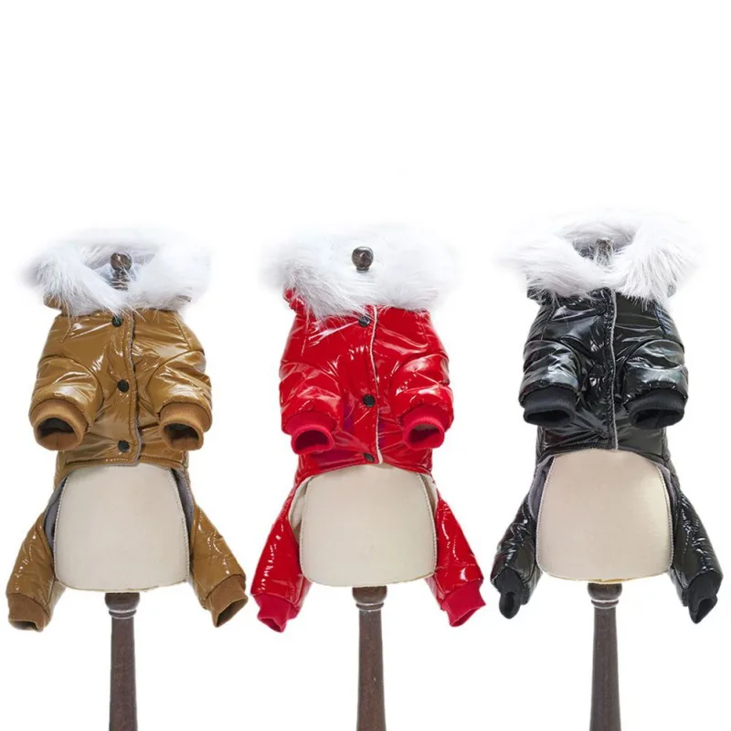 Winter Pet Dog Clothes Warm Puppy Jumpsuit Waterproof Pet Hooded Coat Thicken Dog Down Jacket Jumpsuits For Small Dog Costume