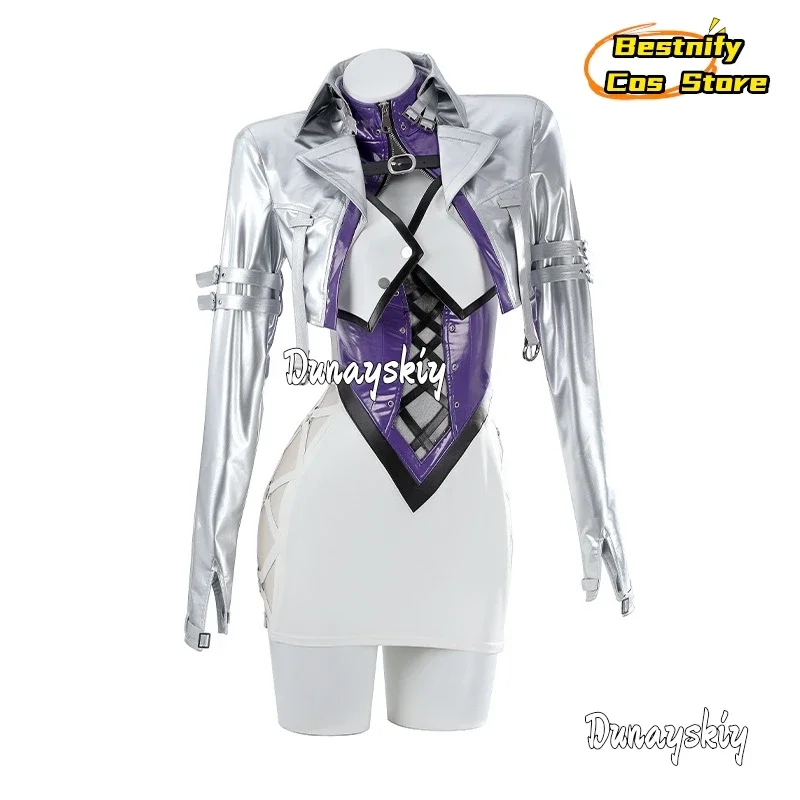 CosplayNaraka: Bladepoint Viper Ning Shermie Cosplay Costume PU leather Jacket+Hip Wrap Dress Anime Viper Ning Role-play Girl co