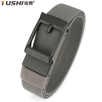 TUSHI 2025 New Elastic Belt for Men Matte Black Automatic Buckle Outdoor Casual Belt Tight Nylon Stretch Waistband Male Girdle