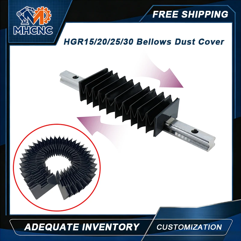 MHCNC 1Pc Linear Rail Organ Dust Cover, 10:1 Compression Ratio for HGR15 HGR20 HGR25 HGR30 CNC Guide Rail Protector