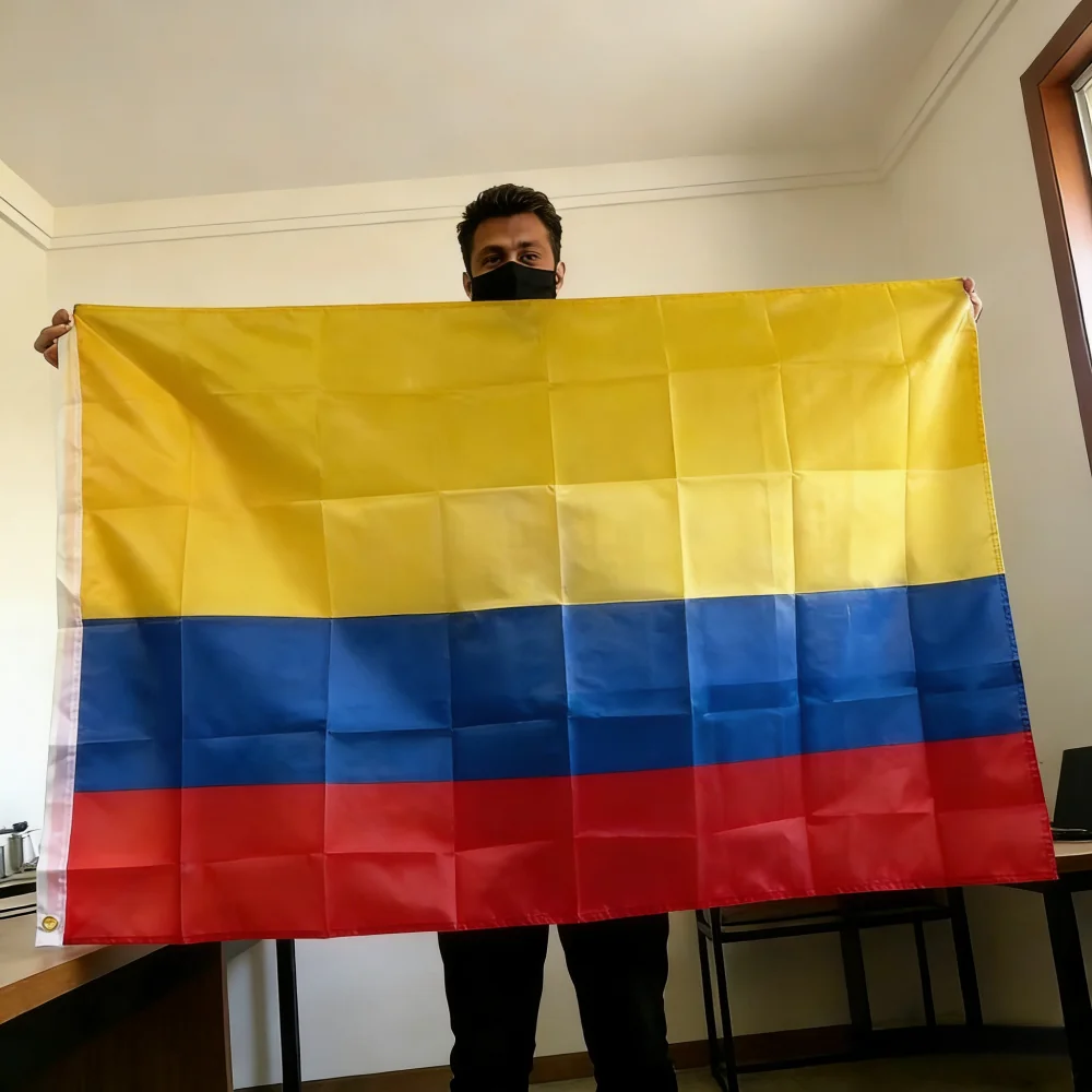 Drapeau de la Colombie 150x90cm 3x5 FT, drapeau national colombien, rayures jaunes, bleues et rouges, polyester, double couture, décoration intérieure et extérieure