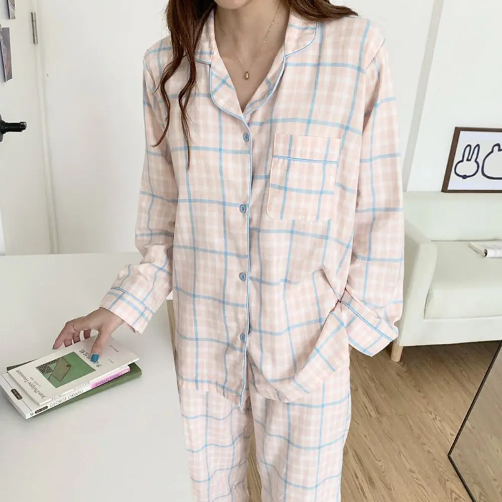 

Long-Sleeved Women's Two-Piece Pajamas Large Size Cotton Material Homewear Suit Soft Fabric Loose Fit Pajama Suit Maternity Use