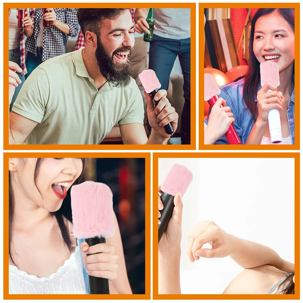 

2pcs Microphone Furry Windscreen Muff Washable Reusable Mic Cover For Outdoor Recording Live Streaming Pop Filter Microphone