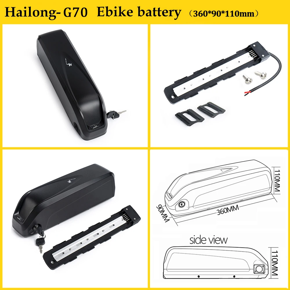 Original EBike Battery G56 G70 Hailong 18650 Cell 36V 48V 52V Escooter E-bike Battery for 1500W 1000W 750W 500W Hub Wheel Motor