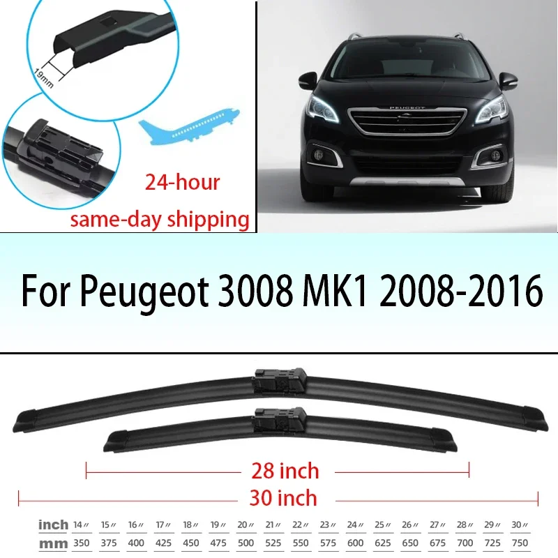 

Wiper Front Wiper Blades Set For Peugeot 3008 MK1 2008- 2016 Windshield Windscreen Window Brushes 30"28" windshield wiper blade