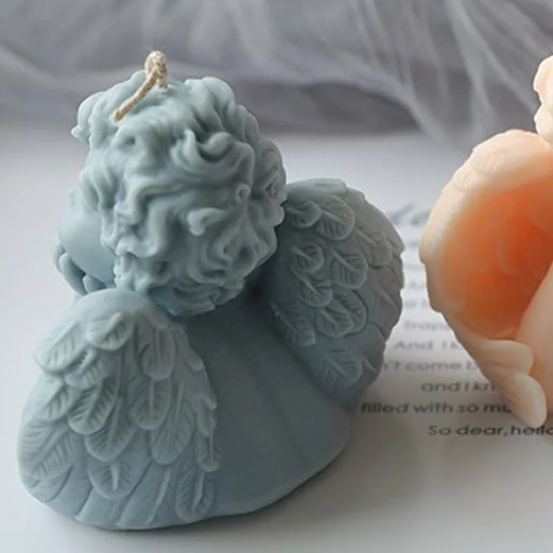 Zackoo 3D Sleep Angel Aromatherapy Silicone Mold for Candles Making Angel Baby Soap Pastry Molds Birthday Wedding Home Decor