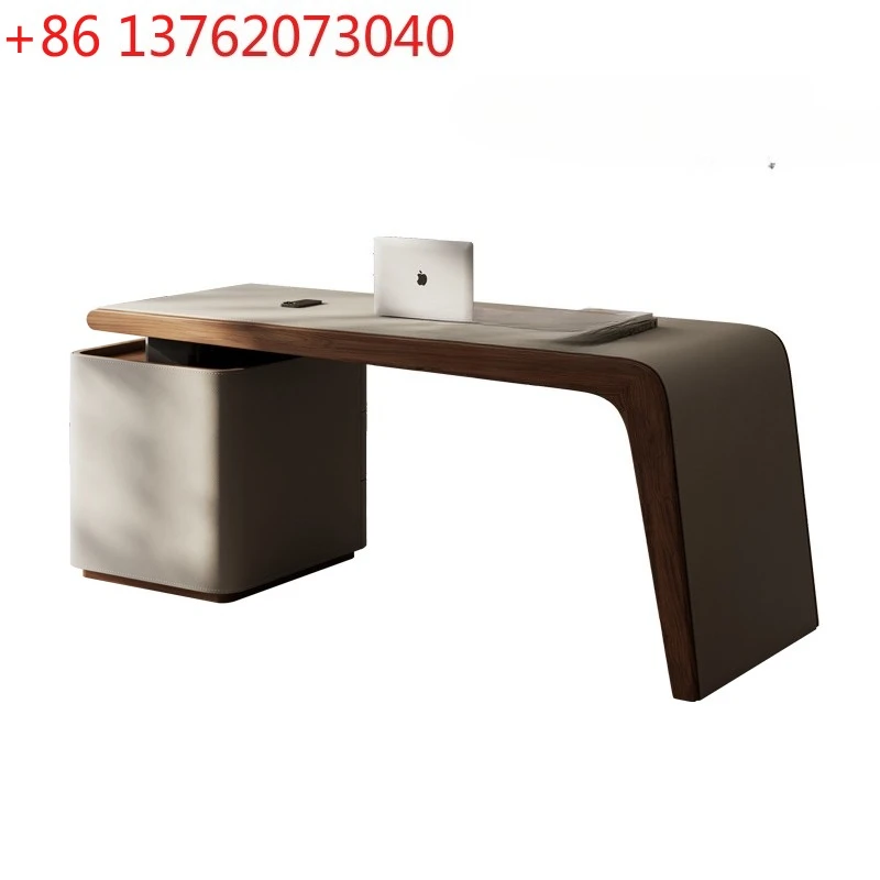 

Ретро-седло, кожаный стол из цельного дерева, итальянский светлый роскошный высококачественный дизайнерский стол для учебы начальника