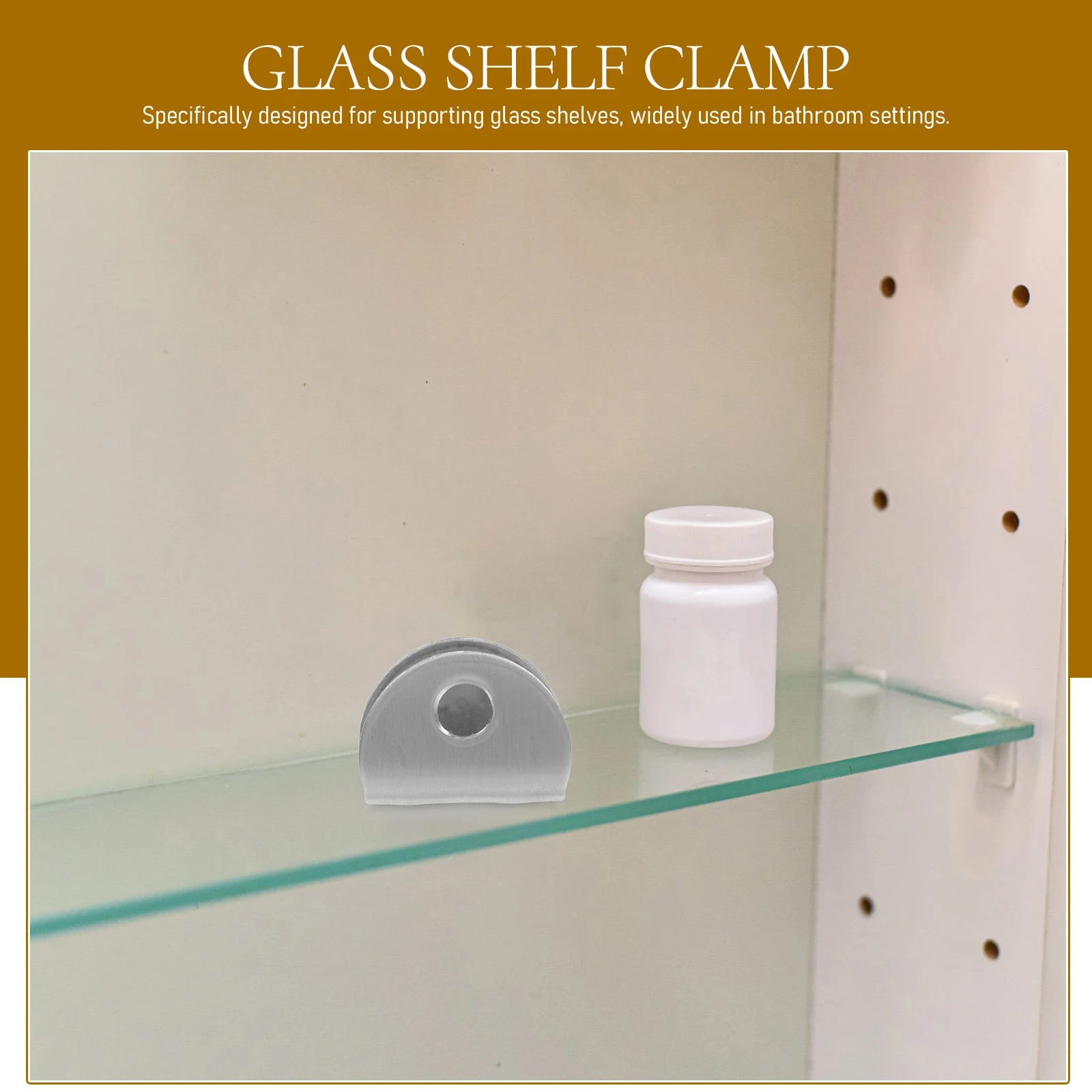 

8Pcs Glass Shelf Clamps Safe Light Material Stable Fixation Bathroom Shower Glass Clips Bright Oxidation Resistant