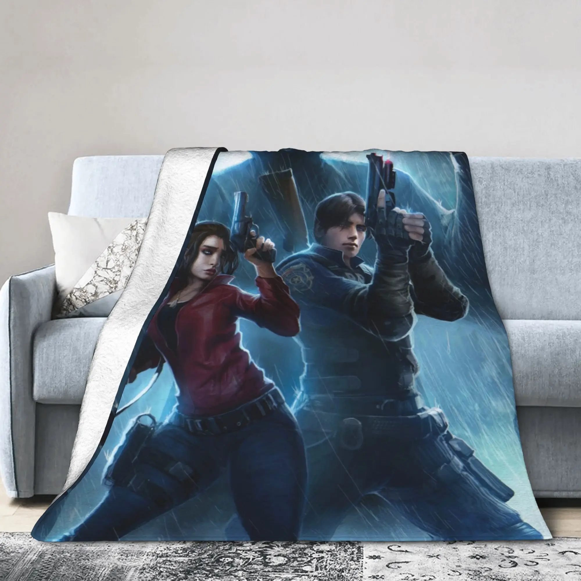 

Claire Redfield Leon S. Kennedy Video Game Blanket Soft Warm Comfortable Plush Throw Blanket For Girls Boys Bedspread Bed Cover