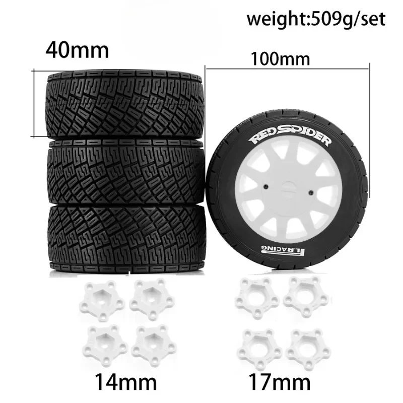 4 szt. opon 100mm 1/7 1/8 RC Rally Off-Road Buggy z felgami i mocowaniem 17mm Hex do ARRMA Trxs Redcat Team Losi Kyosho HPI WR8 HSP RC Car