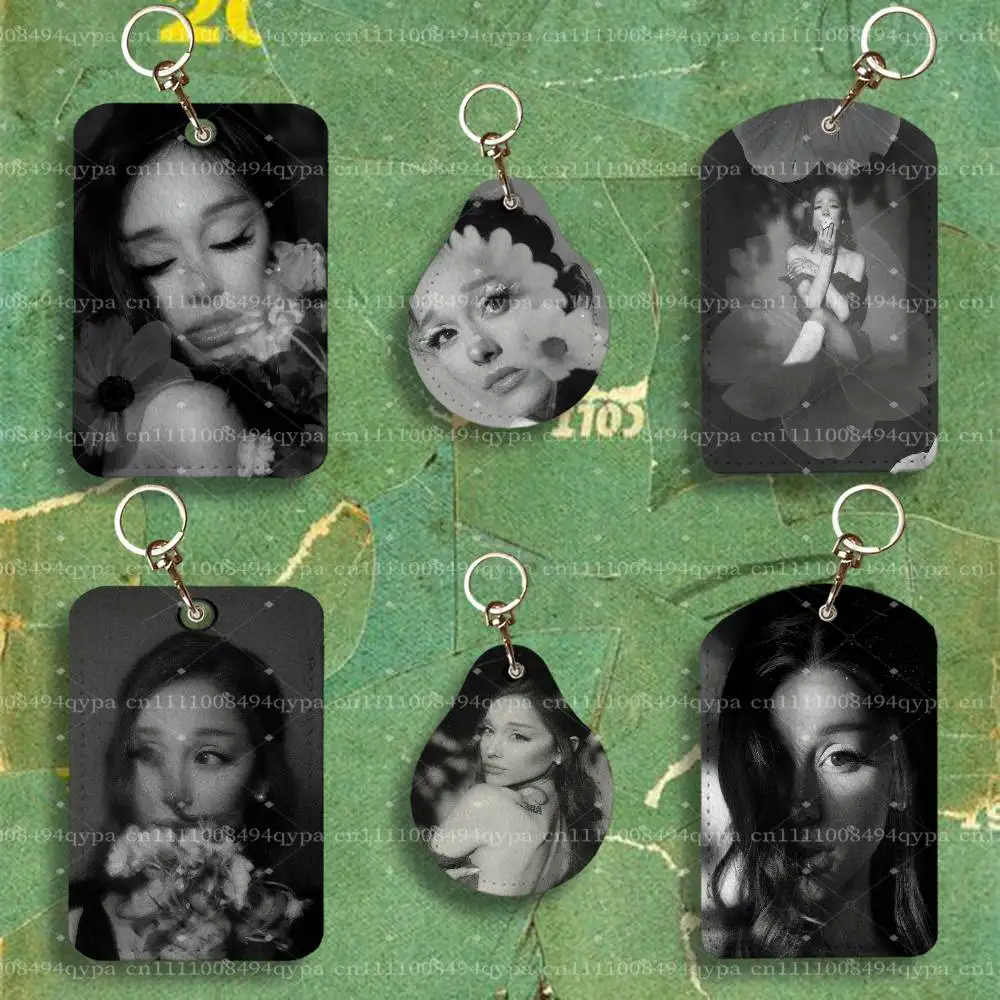 A-Ariana Grande Petal Keychain Card Holder Leather Keeps ID Cash Keys Cards Ready for Work, School, Travel Daily Errands