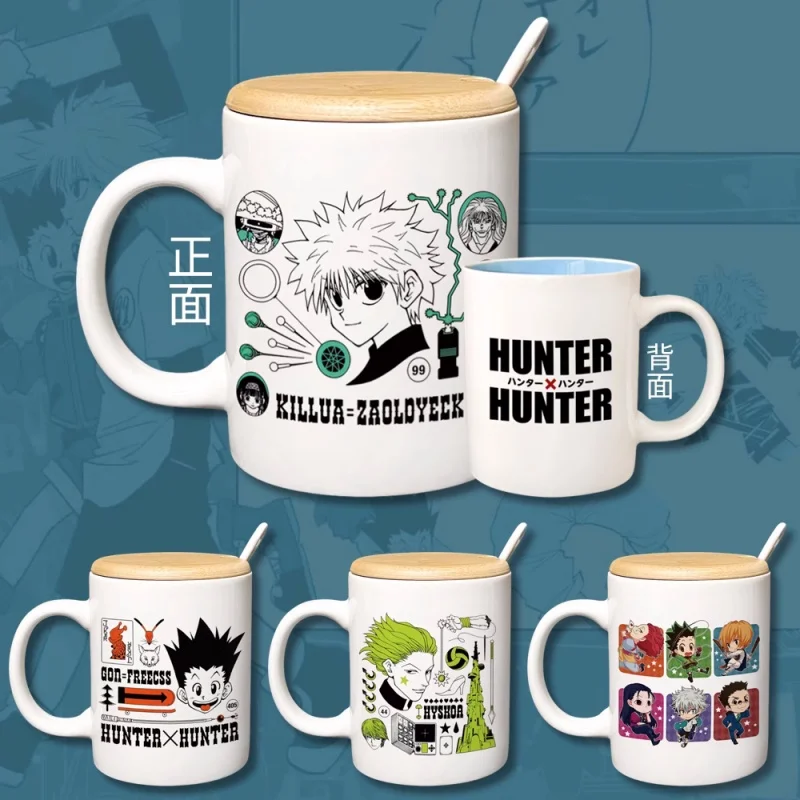 

Anime Hunter×Hunter Killua Zoldyck Water Cup Ceramic Mugs Coffee With Lid Spoon Cosplay A7110