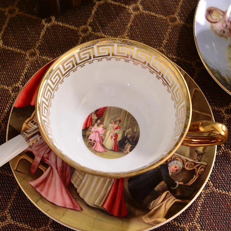 Gilded Coffee Cup Set Porcelain Tea Sets Luxury Gift Bone China Ceramic Cafe Wedding Decoration Drinkware