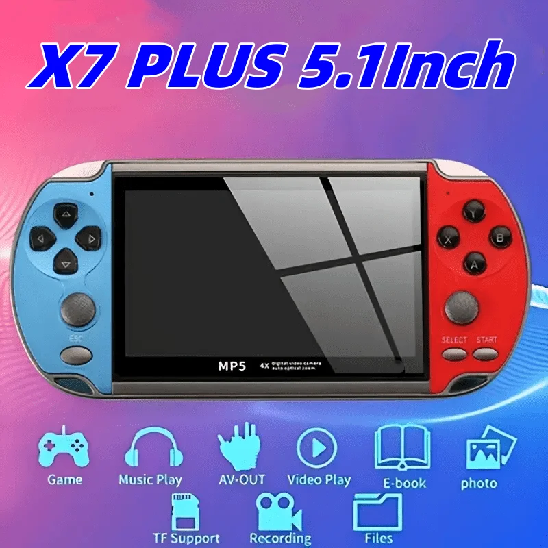 

5.1 inch X7 Plus Portable Retro Handheld Game Console LCD Color 8GB Double Rocker Video Game Player Built-in 10000+ Games