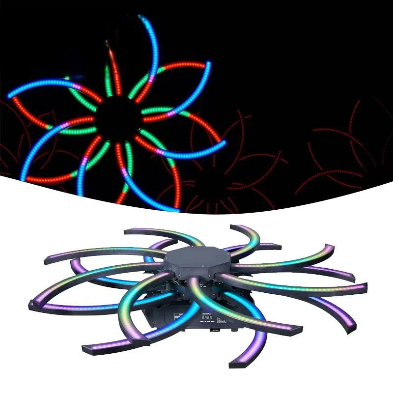 New Stage Light Double Layer Rotatable Windmill Mobile Light DMX Control 16 Leaf Buckle Design RGB 3in1 DJ Light