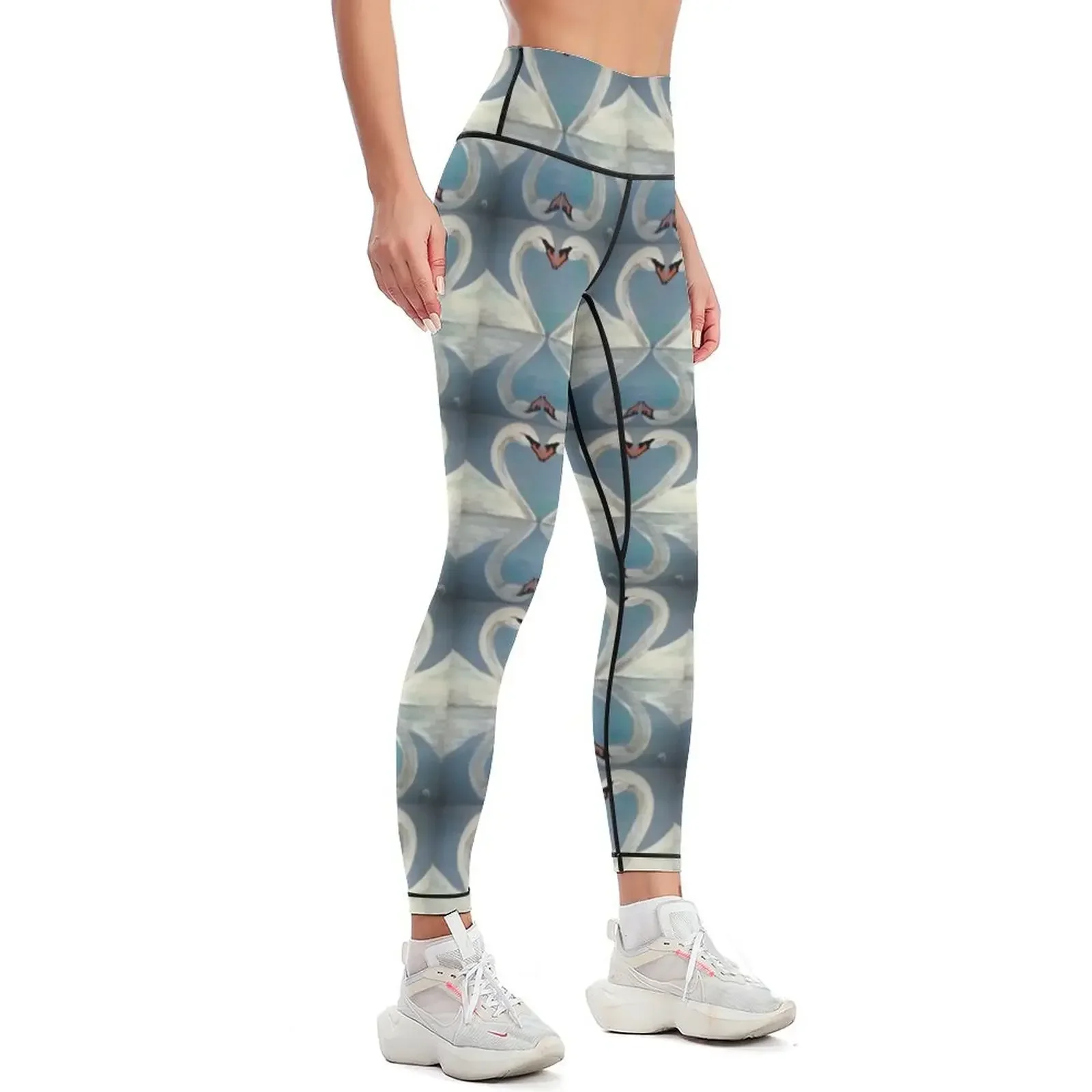 Swans Heart Water Reflections Art Leggings flared gym's clothing Tight fitting woman Women's pants Womens Leggings