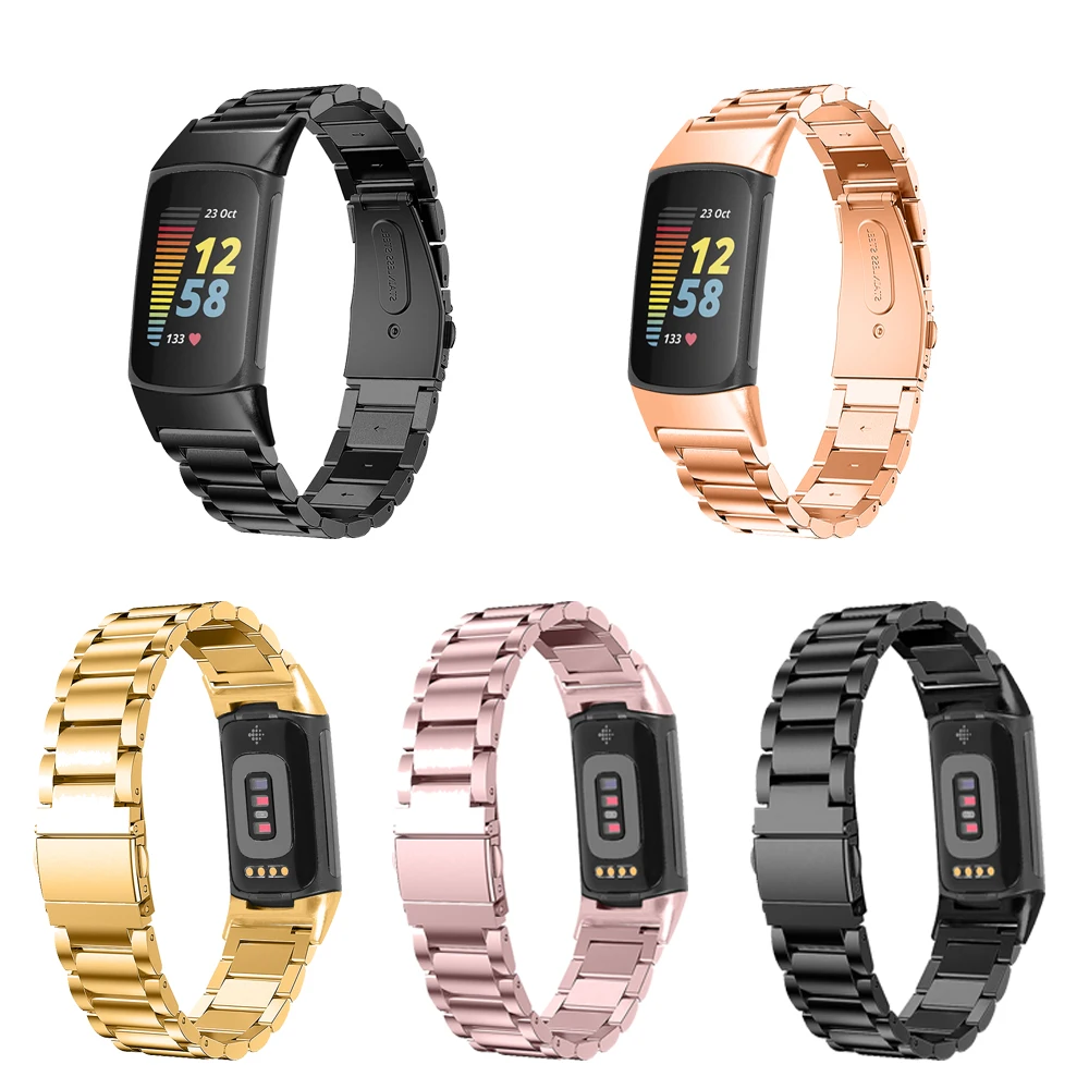 สายนาฬิกาโลหะสำหรับ Fitbit Charge5สแตนเลสสมาร์ทวอท์ชสายรัดข้อมือสำหรับ Fitbit Charge5นาฬิกาอุปกรณ์ป้องกันอุปกรณ์