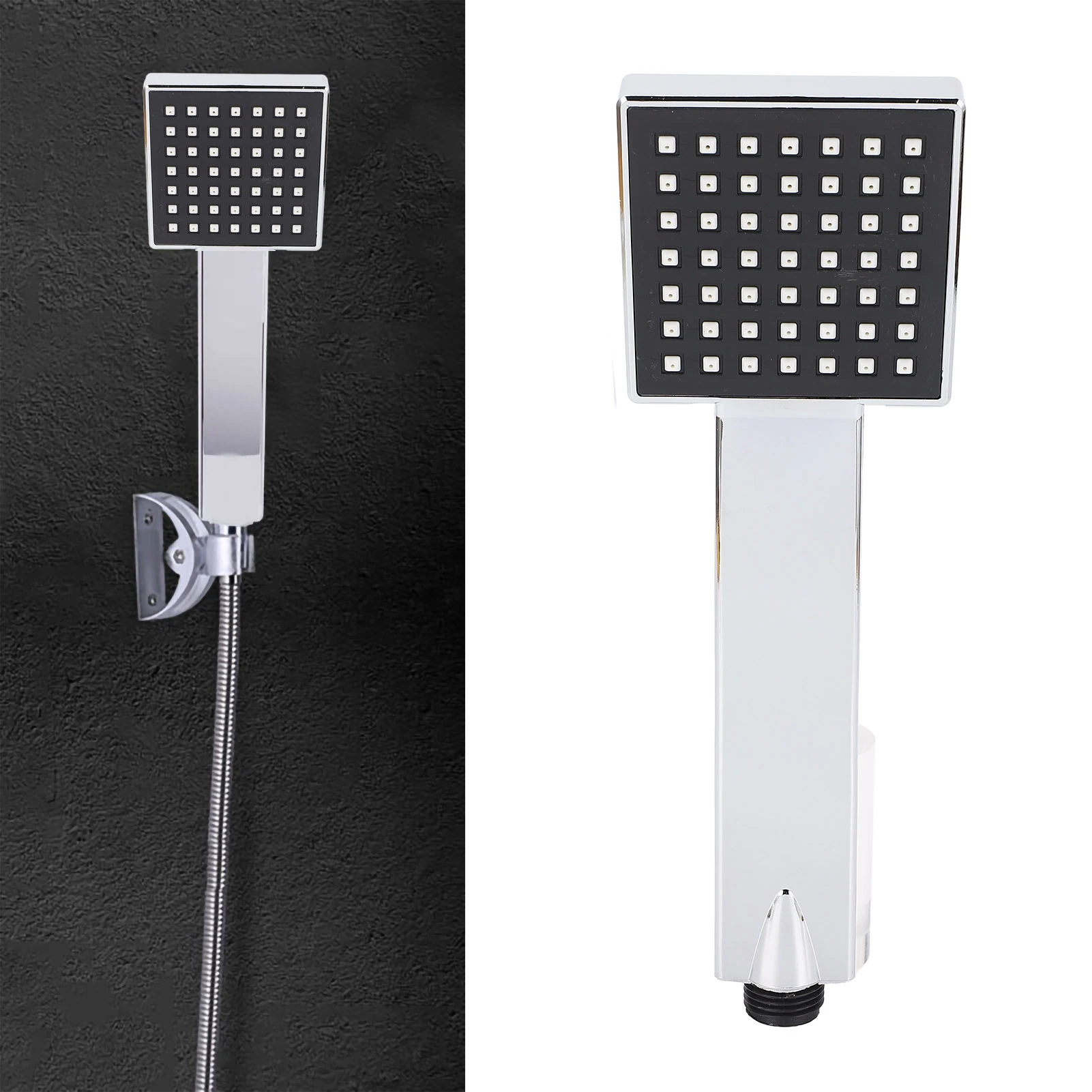

Bathroom Square Handheld Shower Head Single High End Shower Head Top Spray Silver 1/2in