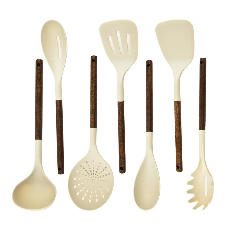 

Silicone kitchenware set non-stick spatula kitchen soup spoon colander for home
