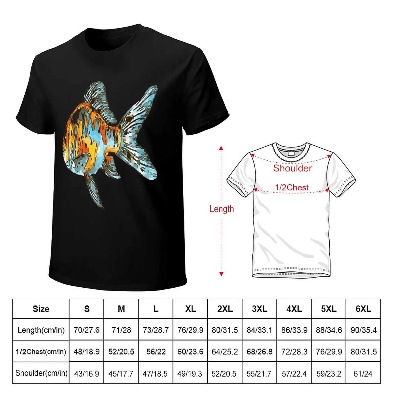 Blue and Orange Shubunkin Goldfish Isolated T-Shirt Fashion Letter Print T-Shirt