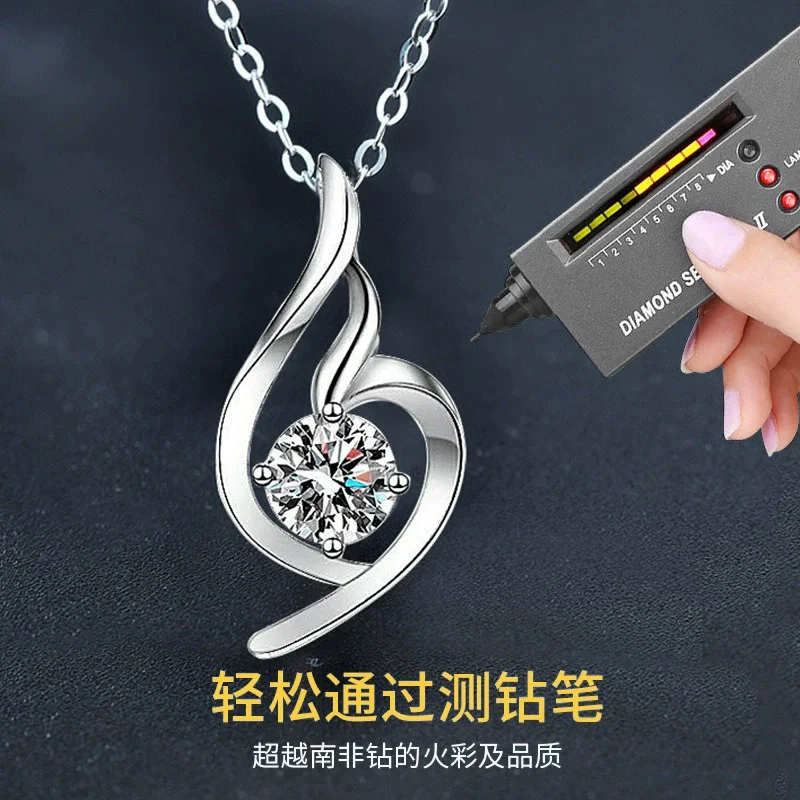 

ZFSILVER Fashion Trendy s925 Silver Luxury 1ct Moissanite Design Angle Wing Necklace Women Accessories Party Jewelry Gift XMZ047