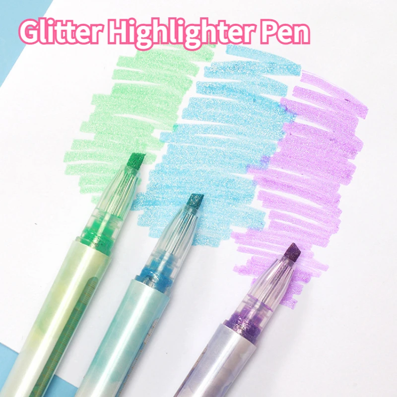 

4/5/6 Colors/box Kawaii Glitter Highlighter Pen Pastel Highlighter Marker Pens Scrapbook Art Painted Stationery School Supplies