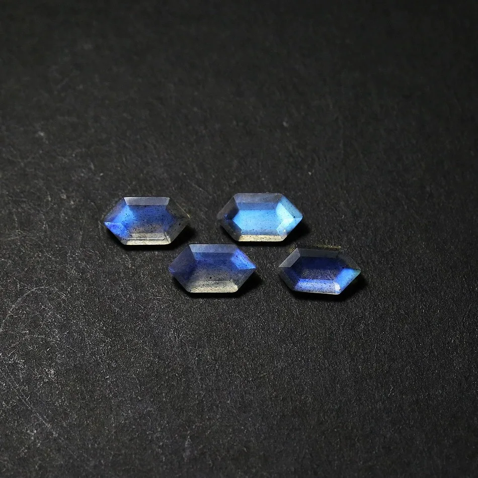 Natural Strong Blue Fire Labradorite Hexagon Shape Faceted Cut Loose Gemstones Size 5x9mm For Jewelry Making