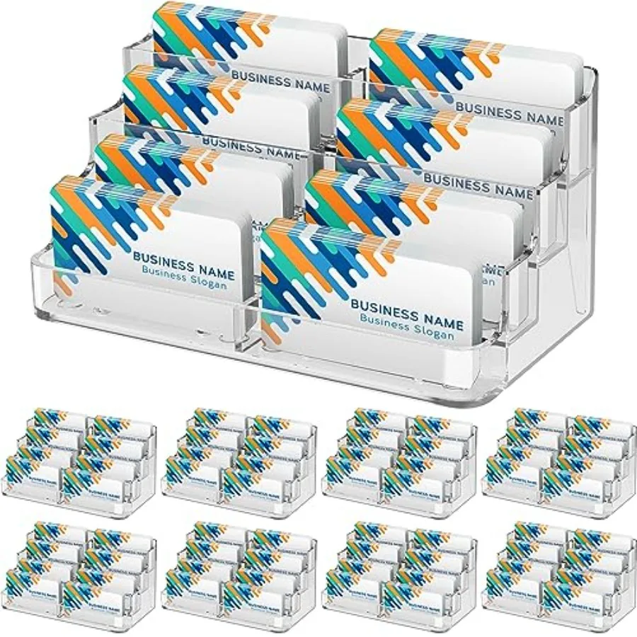 

Настольная подставка для визиток из акрила с карманами - прозрачный многоуровневый органайзер для визиток